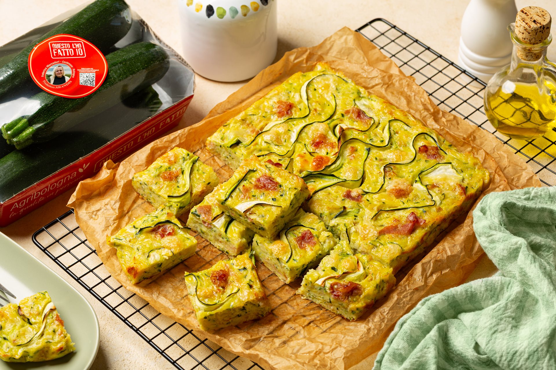 Torta salata con zucchine e pancetta
