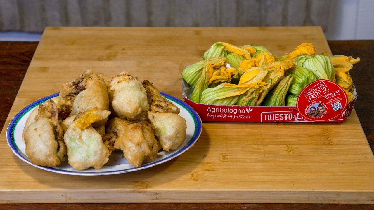 Fiori di zucca ripieni in pastella e in doppia versione