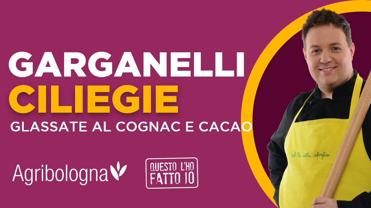Garganelli al cacao con ciliegie glassate al cognac
