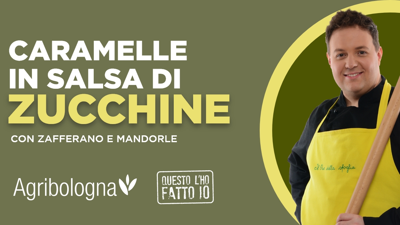 Caramelle in salsa di zucchine con zafferano e mandorle