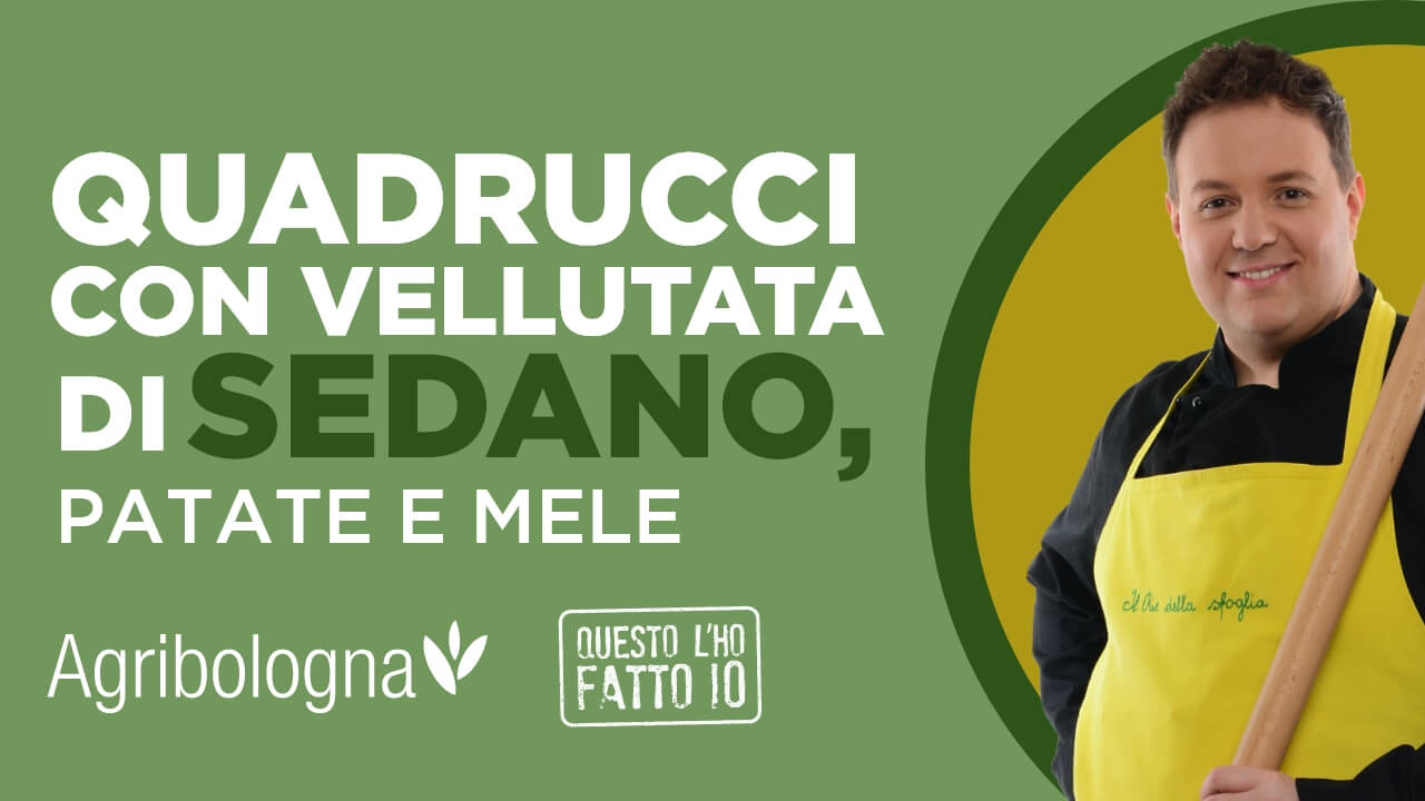 Quadrucci con vellutata di sedano, patate e mele