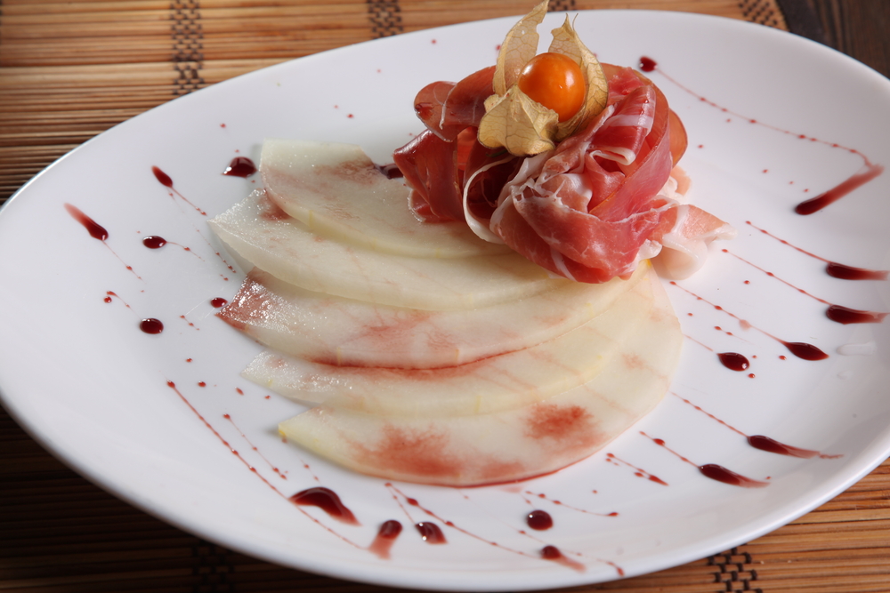 Carpaccio di melone bianco e prosciutto