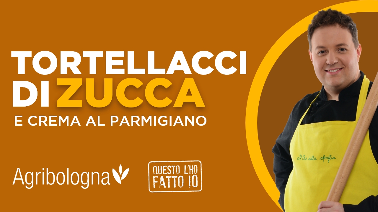 Tortellacci di zucca e noci, crema al parmigiano e salsiccia