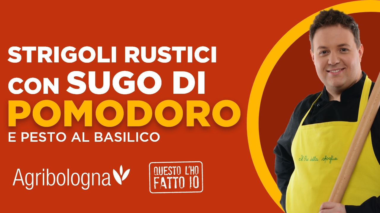 Strigoli con sugo di pomodori e pesto al basilico